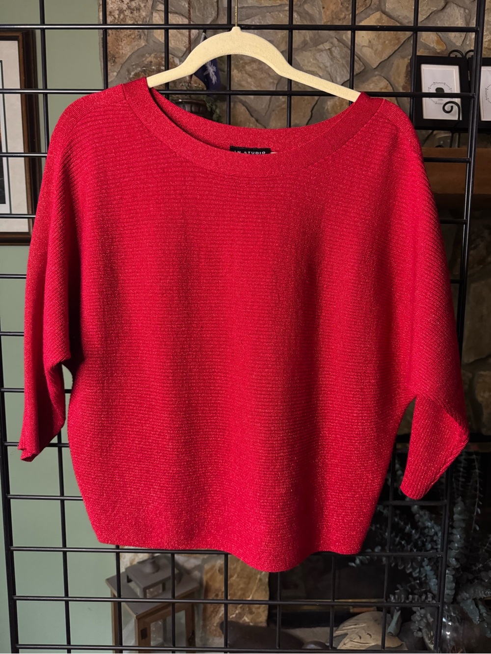I.N. Studio Bright Red Scoop Neck Knit Sweater